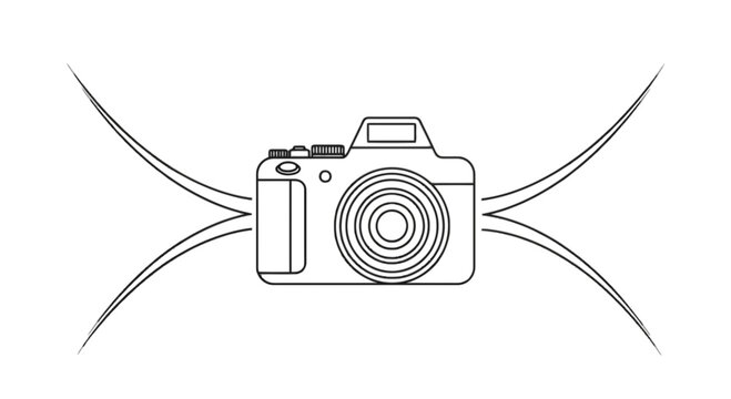Classic camera with crossed diagonal lines emphasizing its design and functionality isolated on transparent background, Vector