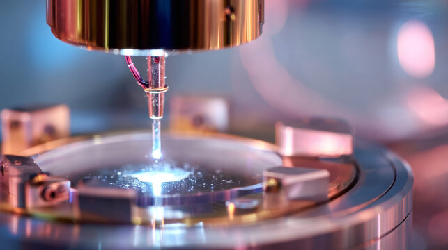 Cutting-Edge Laboratory: Innovative Microscope Analysis in High-Tech Research Facility - Precision Laser Technology and Advanced Engineering