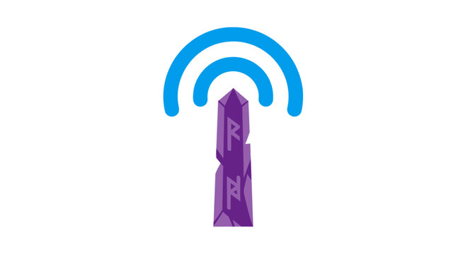 Purple candy bar with blue WiFi signal.