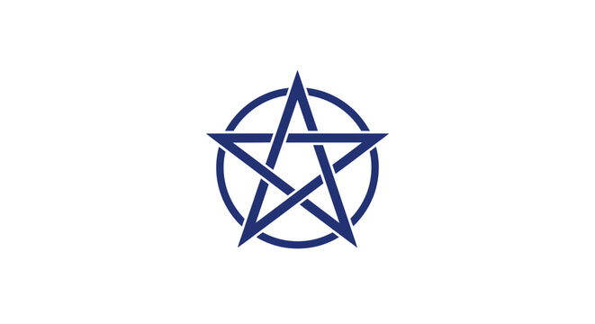 Blue pentagram symbol on white background.
