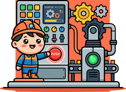 Engineer operating machinery with a focus on industrial automation and control systems.