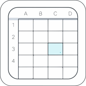 Grid with highlighted cell, representing data analysis and organization.