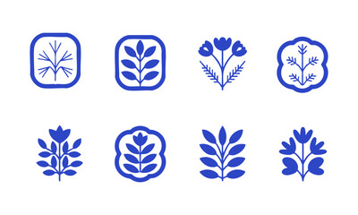 Obraz premium Decorative floral frame tile icons vector illustration.