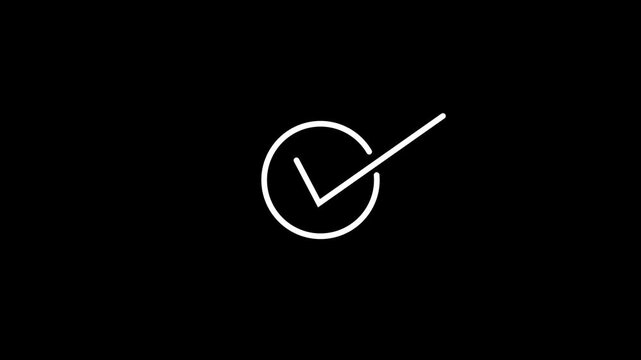 Check mark animation icon. Correct, success sign, Approved tick mark icon 4k motion video animation.