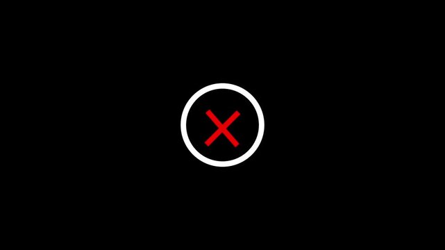 Cross mark animation icon. Incorrect sign mark icon 4k motion video animation.