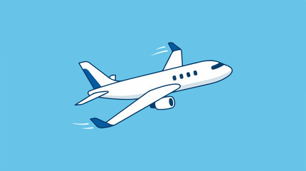 Fototapeta premium White airplane flying in the blue sky, transportation concept.