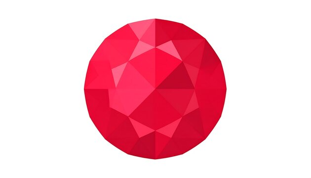 Geometric polygonal illustration of a ruby jewel, rendered with a low-poly aesthetic
