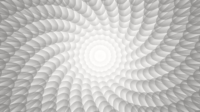 Concentric scalloped pattern forming a radial abstract tunnel background animation