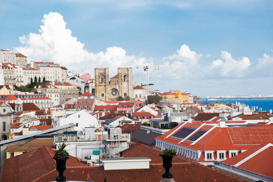 Alfama district and Cathedral of Lisbon, Portugal