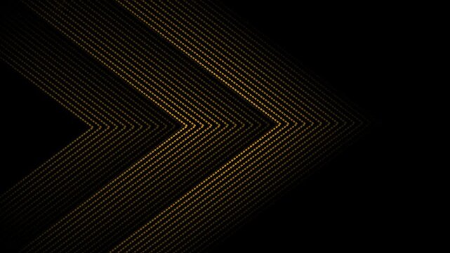 Dotted chevron arrows background animated, Abstract dark background with layered chevron arrows formed by dotted lines animation