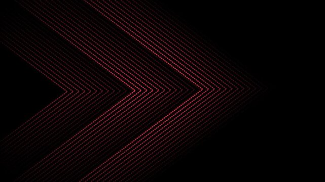 Dotted chevron arrows background animated, Abstract dark background with layered chevron arrows formed by dotted lines animation