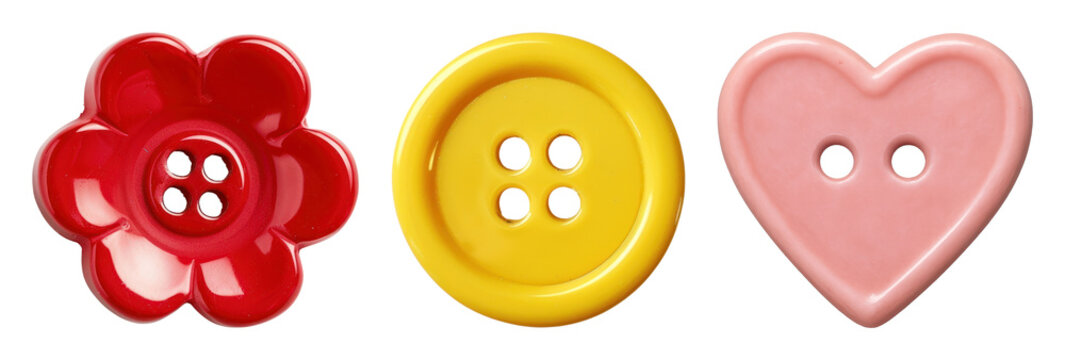 PNG Colorful buttons in unique shapes on transparent background