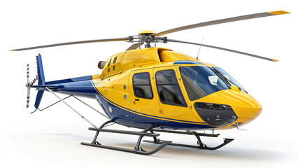 Fototapeta premium Yellow and blue helicopter isolated on white