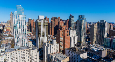 Obraz premium Panorama view of skyscrapers and high-rise residential towers on the Upper East Side (Yorkville) in New York City