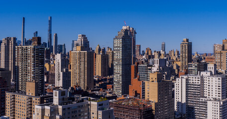 Obraz premium Panorama view of skyscrapers and high-rise residential towers on the Upper East Side (Yorkville) in New York City