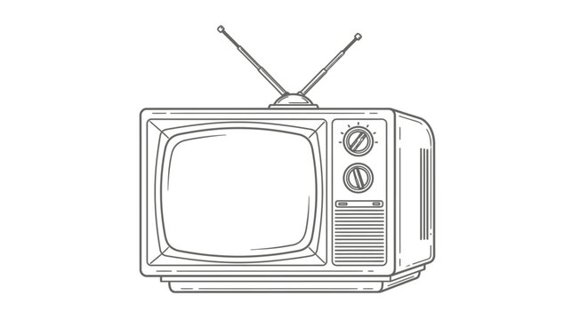 Old Television Set With Antenna.