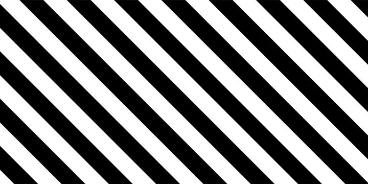 Seamless pattern with striped black white diagonal inclined lines. Optical illusion effect, op art. Vector vibrant decorative background, texture.