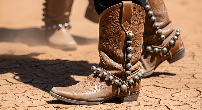 Traditional Leather Boots with Bells for Brazilian Xaxado Folk Dance