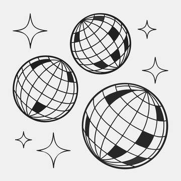 Abstract 3d vector globe design featuring a glass sphere map with technology lines and a global business concept shape
