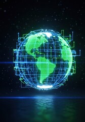 Naklejka premium Global Network Earth Map Technology.