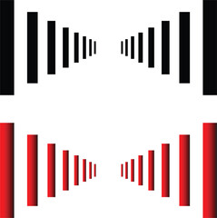 Obraz premium Abstract Geometric Echo Lines Set - Perspective Parallel Stripes with Gradient Red and Solid Black Vector Design