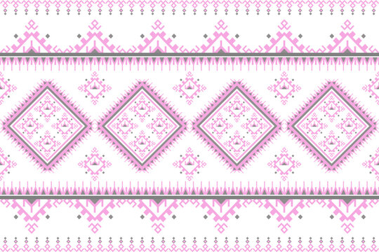 Native pattern ethnic  pink geometric fabric design vector for textile print