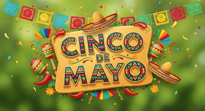 Cinco de Mayo celebration banner with colorful decorations