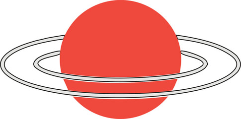 Minimal Saturn Planet Illustration with Rings in Modern Abstract Space Design © Fatema Munny
