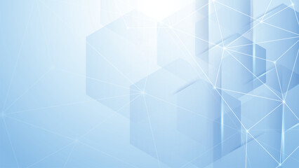 Obraz premium Abstract blue technology background with glowing light effects, geometric square composition, and modern communication concept illustration