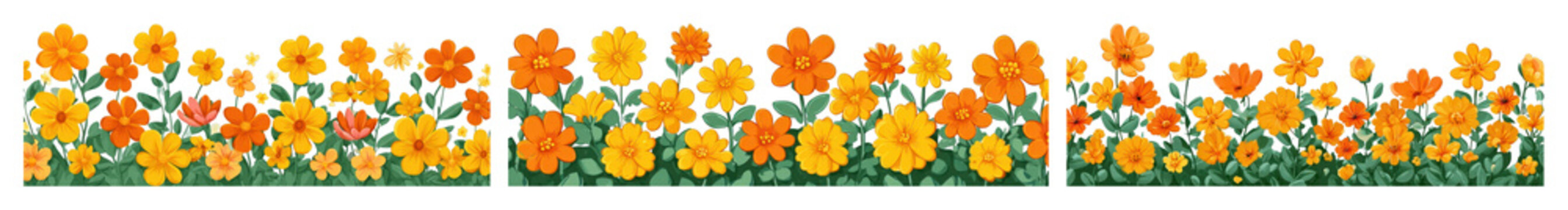 PNG Vibrant floral border design on transparent background