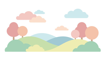 Obraz premium Colorful hills and trees landscape.