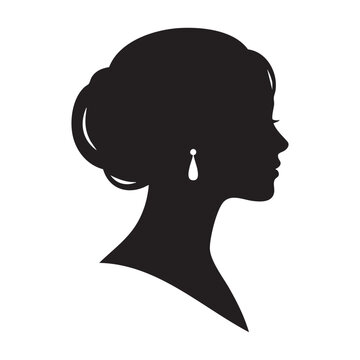 Elegant woman's silhouette a classic profile in black and white