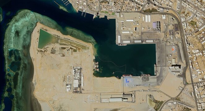 Yanbu Industrial Port and Coastal Refinery Saudi Arabia Satellite View