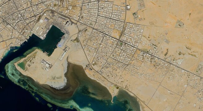 Yanbu Industrial Port and Coastal Refinery Saudi Arabia Satellite View