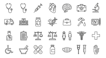 Fototapeta premium Medical Health Care Symbols Icons Set.