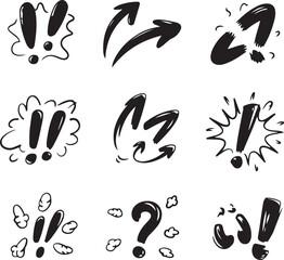 Obraz premium Collection of various comic book style punctuation marks and arrows