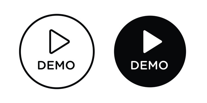 Demo video icon clip art collection. Editable stroke icons