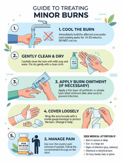 Naklejka premium Guide to Treating Minor Burns: First Aid Steps