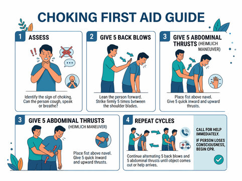 Choking First Aid Guide: Assess, Back Blows, Abdominal Thrusts