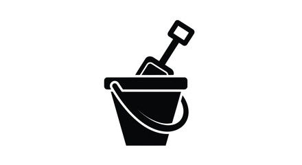 A black bucket with a shovel © NurJahan