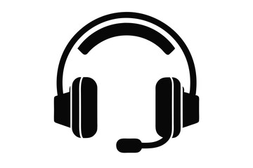 Fototapeta premium headset silhouette line art vector illustration