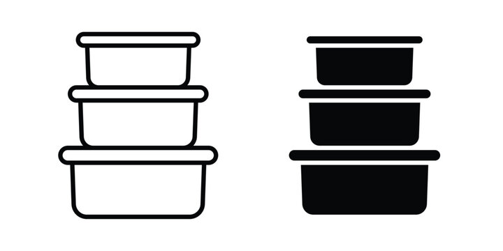 Food Container icon clip art collection. Editable stroke icons