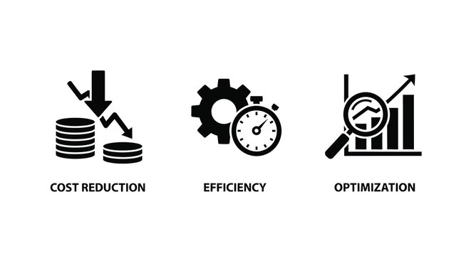 Business concepts of cost efficiency and optimization in black silhouette