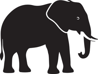 Obraz premium Black Elephant Icon, Silhouette Illustration, Animal Graphic, Wildlife Symbol