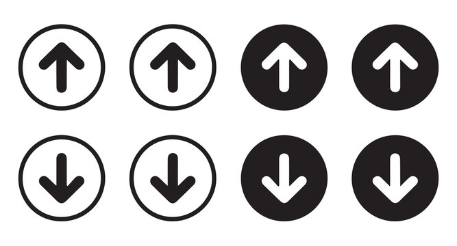 Universal up and down arrow buttons for navigation and vertical scrolling interface design.