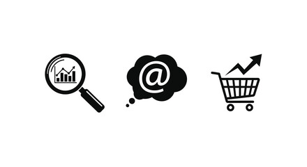 Business concepts with a magnifying glass email and shopping cart silhouette © MDTAHIDURRAHMAN