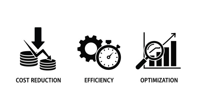 Business concepts with cost reduction efficiency and optimization silhouette