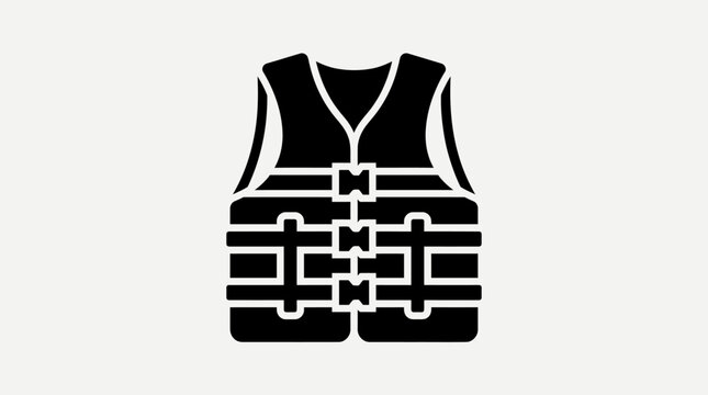 Minimalist flat icon of a life jacket or safety ves.