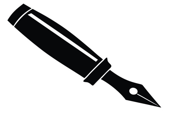 fountain pen silhouette line art vector illustration