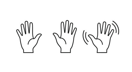 Obraz premium Three hands displaying different gestures a striking black silhouette